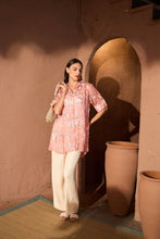 Load image into Gallery viewer, Elahe Rose Embroidered Tunic With Pleated Pants - Pink