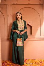 Load image into Gallery viewer, Kiri Patch Work Kaftan Top With Flared Pant - Emerald Green