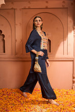 Load image into Gallery viewer, Kiri Patch Work Kurta Top With Flared Pant - Blue