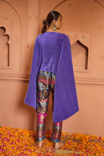 Load image into Gallery viewer, Divine Embroidered Cape Set With Colorful Brocade Pant - Hibiscus