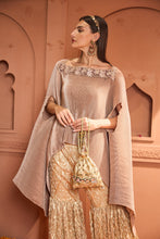 Load image into Gallery viewer, Divine Embroidered Cape With Lace Dori Sharara - Nude