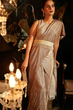 Load image into Gallery viewer, Metallic Pleated Classy Gown Saree Ombre Nude