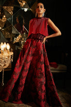 Load image into Gallery viewer, Zoe Cocktail Skirt with Double Layered Plisse Blouse - Ruby Red