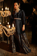 Load image into Gallery viewer, Nora Asymmetrical Top with Brocade Ghagra and Velvet Zardozi Belt - Midnight Blue