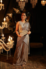 Load image into Gallery viewer, Metallic Pleated Classy Gown Saree Ombre Nude