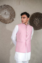 Load image into Gallery viewer, WHITE KURTA WITH  PINK NEHRU JACKET