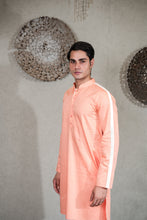 Load image into Gallery viewer, ORANGE KURTA SET WITH PLEATED STRIPE