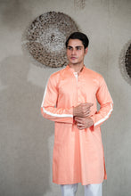 Load image into Gallery viewer, ORANGE KURTA SET WITH PLEATED STRIPE