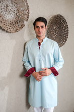 Load image into Gallery viewer, BLUE KURTA WITH PLEATED STRIPE