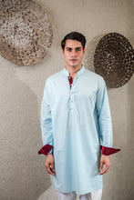 Load image into Gallery viewer, BLUE KURTA WITH PLEATED STRIPE