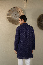 Load image into Gallery viewer, MIRROR EMBROIDERY KURTA - BLUE