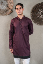 Load image into Gallery viewer, WINE KURTA SET WITH BLACK GARA GLAZED JACKET