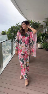 Floral Fantasy Kaftan Shirt Top - Pink Magic