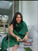 Load image into Gallery viewer, Classy Pleated Gown Saree - Emerald Green