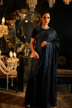 Load image into Gallery viewer, Bedazzling Sequence Classy Gown Saree with Belt - Midnight Blue