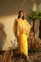 Load image into Gallery viewer, Sarah Sequins Cape with Organza Dhoti Skirt- Yellow