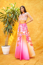 Load image into Gallery viewer, Digital Printed Ghagra with Embellished Blouse - Pink Orange