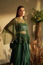 Load image into Gallery viewer, Sarah Sequins Cape with Organza Dhoti Skirt- Green