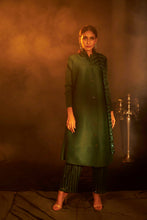 Load image into Gallery viewer, Bandgala Tunic Set with Seq Pant and Seq Scarf - Green