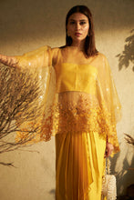 Load image into Gallery viewer, Sarah Sequins Cape with Organza Dhoti Skirt- Yellow