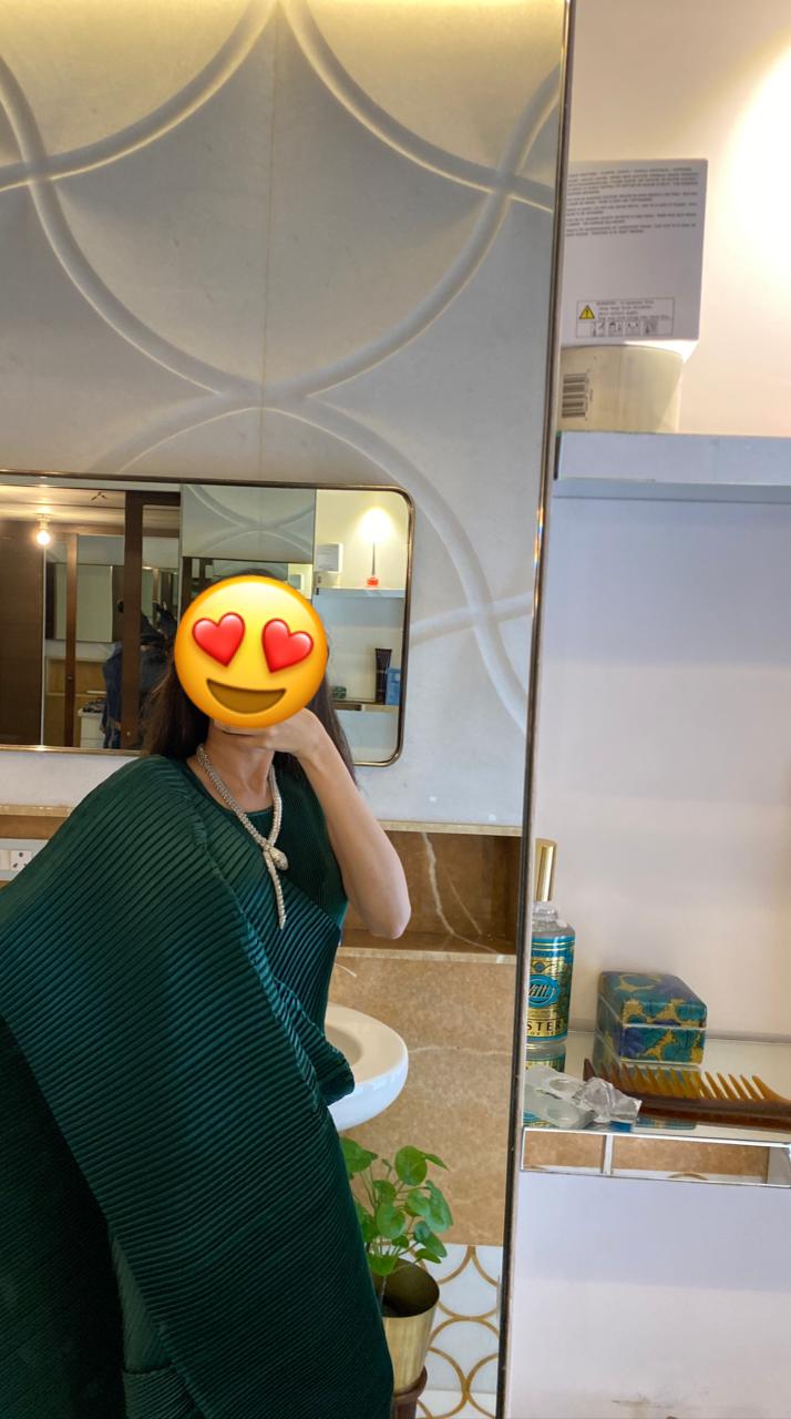 Classy Pleated Gown Saree - Emerald Green