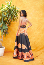 Load image into Gallery viewer, Digital Printed Ghagra with Embellished Blouse - Orange Black