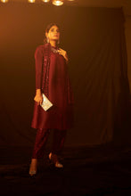 Load image into Gallery viewer, Bandgala Tunic Set with Seq Pant and Seq Scarf - Maroon