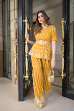 Load image into Gallery viewer, Dainty mademoiselle embellished sharara set- Ochre