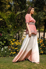 Load image into Gallery viewer, Isabella Pleated Peplum Top with Ombre Organza Sharara and Belt - Blush Pink