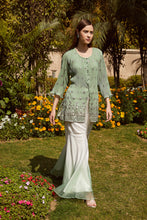 Load image into Gallery viewer, Dainty Diana embellished tunic with ombre organza sharara and dia belt- Mint