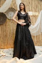 Load image into Gallery viewer, Bedazzling Sequence Ghagra with Sequence Blouse and Belt - Jade Black