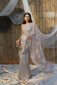 Heavy Look Saree With Long Gown 