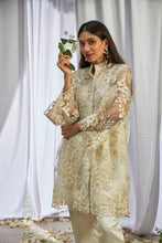 Load image into Gallery viewer, Fragrant Floral Pampered Peplum Tunic Co-ordinated with Straight Pants - Pearl