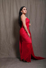 Load image into Gallery viewer, Amruta Khanvilkar in our Scintillating Sewed Pleated Skirt Saree - Vermillion Red