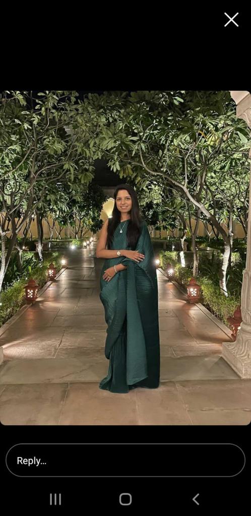 Classy Pleated Gown Saree - Emerald Green
