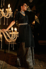 Load image into Gallery viewer, Nora Asymmetrical Top with Brocade Ghagra and Velvet Zardozi Belt - Jade Black