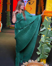 Load image into Gallery viewer, Guneet Virdhi in our Classy Pleated Gown Saree - Green