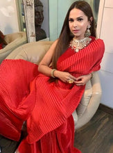 Load image into Gallery viewer, Chandni Girdhar in Classy Pleated Gown Saree - Red